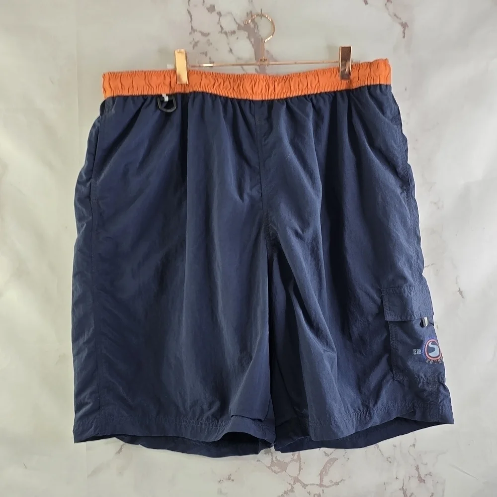 Eddie Bauer Swim Trunks Mens XXXL Blue Orange Board Shorts Mesh Lined 9 Inch